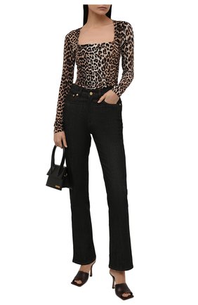 Женское боди из вискозы GANNI леопардового цвета, арт. A3694 | Фото 2 (Рукава: Длинные; Материал подклада: Вискоза; Материал внешний: Вискоза; Стили: Гламурный; Женское Кросс-КТ: Боди-одежда)
