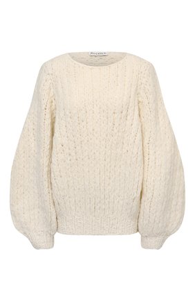 Женский шерстяной свитер JW ANDERSON белого цвета по цене 97550 руб., арт. KW0525 YN0153 | Фото 1 Женский шерстяной свитер JW ANDERSON белого цвета, арт. KW0525 YN0153 | Фото 1 (Рукава: Длинные; Материал внешний: Шерсть; Длина (для топов): Стандартные; Стили: Романтичный; Женское Кросс-КТ: Свитер-одежда)