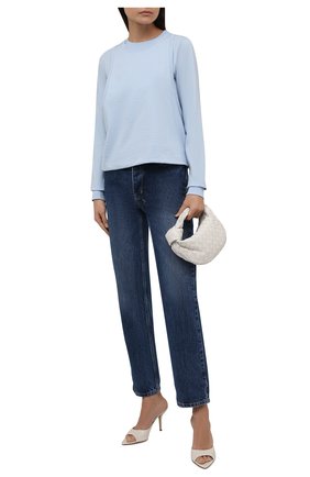 Женский хлопковый пуловер JW ANDERSON голубого цвета по цене 23100 руб., арт. JE0138 PG0142 | Фото 2 Женский хлопковый пуловер JW ANDERSON голубого цвета, арт. JE0138 PG0142 | Фото 2 (Материал внешний: Хлопок; Длина (для топов): Стандартные; Рукава: Длинные; Стили: Спорт-шик; Женское Кросс-КТ: Пуловер-одежда)