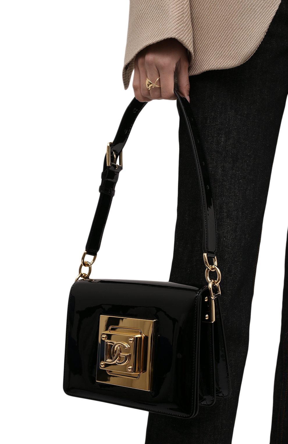 Женская сумка bella medium DOLCE & GABBANA черного цвета, арт. BB7072/AQ618 | Фото 2 (Сумки-технические: Сумки top-handle; Размер: medium; Материал: Натуральная кожа; Ремень/цепочка: На ремешке)