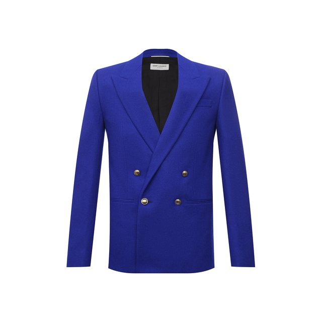 Шерстяной пиджак Saint Laurent синего цвета