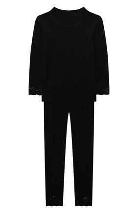 Детский комплект из лонгслива и леггинс WOOL&COTTON черного цвета по цене 7520 руб., арт. BRUFPK-K | Фото 1 Детский комплект из лонгслива и леггинс WOOL&COTTON черного цвета, арт. BRUFPK-K | Фото 1 (Рукава: Длинные; Материал внешний: Шерсть)