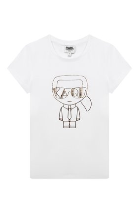 Детская хлопковая футболка KARL LAGERFELD KIDS белого цвета по цене 8400 руб., арт. Z15330 | Фото 1 Детская хлопковая футболка KARL LAGERFELD KIDS белого цвета, арт. Z15330 | Фото 1 (Материал внешний: Хлопок; Рукава: Короткие; Ростовка одежда: 9 лет | 134 см, 12 лет | 152 см, 13 - 15 лет | 158 см, 16 лет | 164 см, 5 лет | 110 см, 7 лет | 122 см)