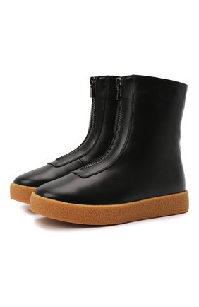 Детские кожаные ботинки AGE OF INNOCENCE черного цвета, арт. 000242/LEAH LEATHER HIGH/32-36 | Фото 1 (Материал утеплителя: Натуральный мех; Материал внешний: Кожа)