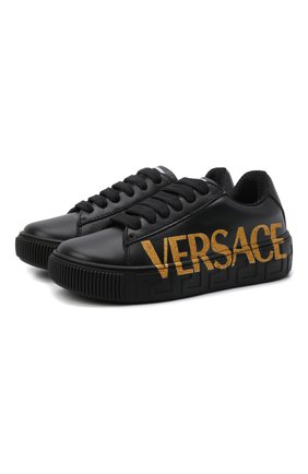 Детские кожаные кеды VERSACE черного цвета по цене 31900 руб., арт. 1000888/1A01169/30-33 | Фото 1 Детские кожаные кеды VERSACE черного цвета, арт. 1000888/1A01169/30-33 | Фото 1 (Материал внутренний: Натуральная кожа, Текстиль; Материал внешний: Кожа; Обувь мальчики: Обувь мальчики)
