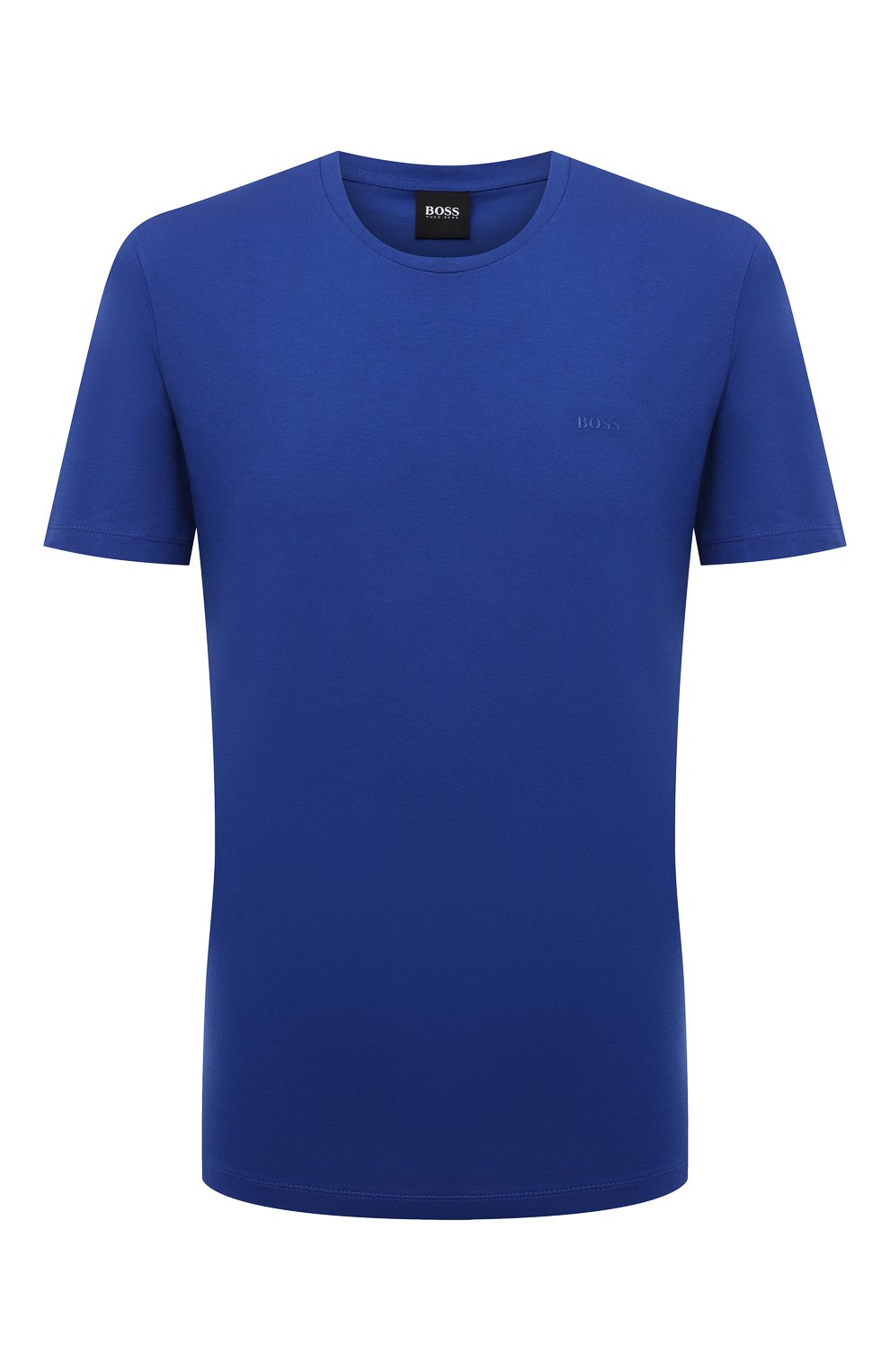 Мужская хлопковая футболка BOSS синего цвета, арт. 50385281 | Фото 1 (Принт: Без принта; Рукава: Короткие; Длина (для топов): Стандартные; Материал внешний: Хлопок; Стили: Кэжуэл)