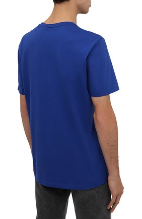 Мужская хлопковая футболка BOSS синего цвета, арт. 50385281 | Фото 4 (Принт: Без принта; Рукава: Короткие; Длина (для топов): Стандартные; Материал внешний: Хлопок; Стили: Кэжуэл)