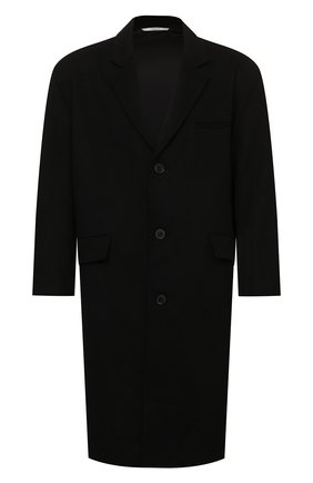 Мужской шерстяное пальто VALENTINO черного цвета, арт. WV0CAF107TU | Фото 1 (Материал внешний: Шерсть; Длина (верхняя одежда): Длинные; Материал подклада: Купро; Рукава: Длинные; Мужское Кросс-КТ: пальто-верхняя одежда; Стили: Минимализм)