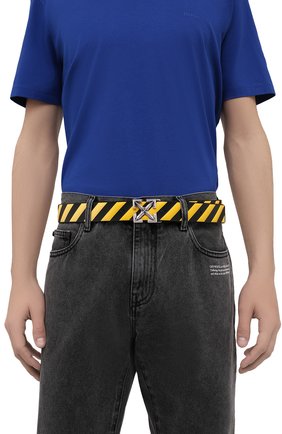 Мужской кожаный ремень OFF-WHITE желтого цвета по цене 41850 руб., арт. 0MRB062F21LEA001 | Фото 2 Мужской кожаный ремень OFF-WHITE желтого цвета, арт. 0MRB062F21LEA001 | Фото 2 (Случай: Повседневный)