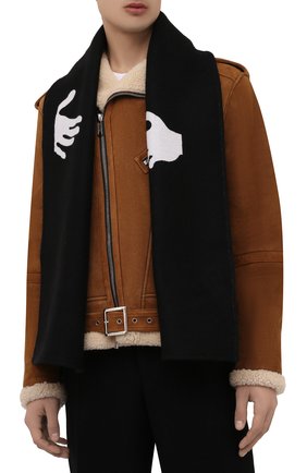 Мужской шарф из шерсти и хлопка OFF-WHITE черного цвета по цене 19950 руб., арт. 0MMA001F21KNI001 | Фото 2 Мужской шарф из шерсти и хлопка OFF-WHITE черного цвета, арт. 0MMA001F21KNI001 | Фото 2 (Материал: Шерсть, Текстиль; Кросс-КТ: шерсть)