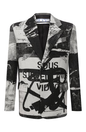 Мужской пиджак OFF-WHITE темно-серого цвета по цене 212000 руб., арт. 0MEN032F21FAB001 | Фото 1 Мужской пиджак OFF-WHITE темно-серого цвета, арт. 0MEN032F21FAB001 | Фото 1 (Материал подклада: Вискоза; Длина (для топов): Стандартные; Материал внешний: Синтетический материал, Шерсть; Рукава: Длинные; 1-2-бортные: Однобортные; Случай: Повседневный; Стили: Гранж; Пиджаки М: Прямой)