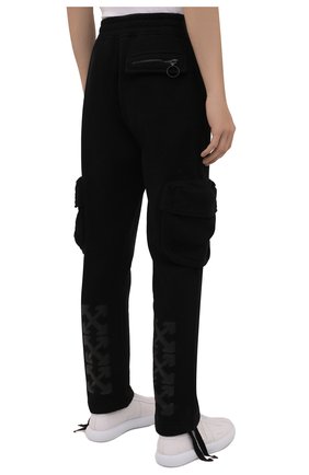Мужские хлопковые брюки-карго OFF-WHITE черного цвета, арт. 0MCH036F21FLE004 | Фото 4 (Силуэт М (брюки): Карго; Длина (брюки, джинсы): Стандартные; Случай: Повседневный; Стили: Гранж; Материал внешний: Хлопок)