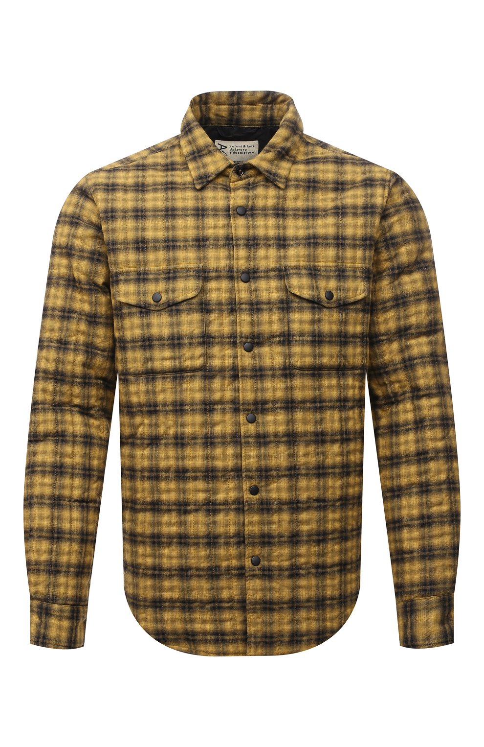 Мужская утепленная куртка ASPESI желтого цвета, арт. W1 A CE27 L677 | Фото 1 (Кросс-КТ: Куртка; Рукава: Длинные; Мужское Кросс-КТ: утепленные куртки; Материал внешний: Хлопок; Материал подклада: Синтетический материал; Длина (верхняя одежда): Короткие; Стили: Кэжуэл)