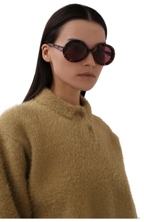 Женские солнцезащитные очки CHLOÉ коричнев ого цвета, арт. CH0051S | Фото 2 (Тип очков: С/з; Очки форма: Круглые; Оптика Гендер: оптика-женское)