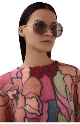 Женские солнцезащитные очки CHLOÉ бежевого цвета, арт. CH0061S | Фото 2 (Тип очков: С/з; Оптика Гендер: оптика-женское; Очки форма: Круглые)