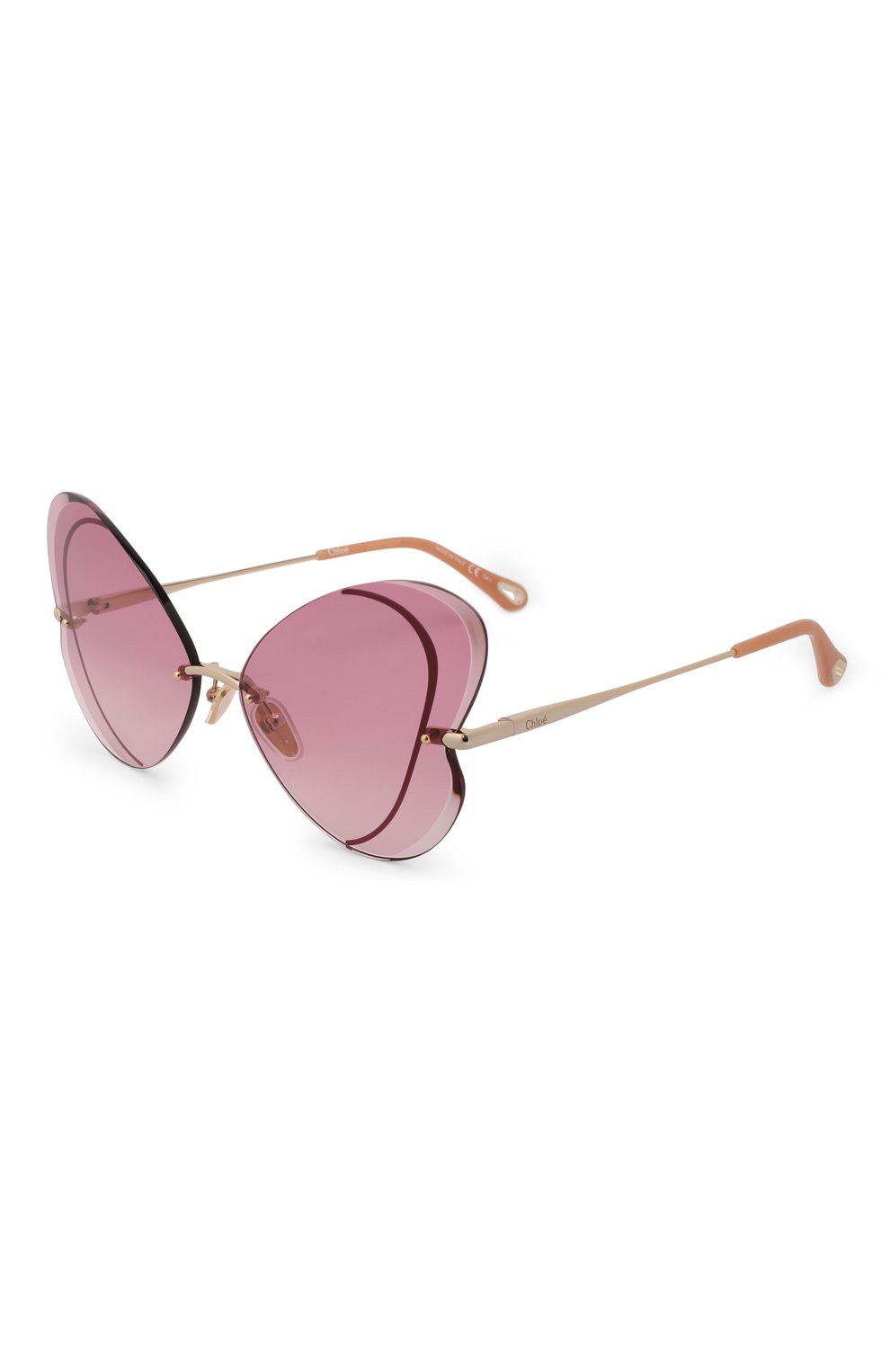Женские солнцезащитные очки CHLOÉ розового цвета, арт. CH0064S | Фото 1 (Тип очков: С/з; Оптика Гендер: оптика-женское; Очки форма: Бабочка)