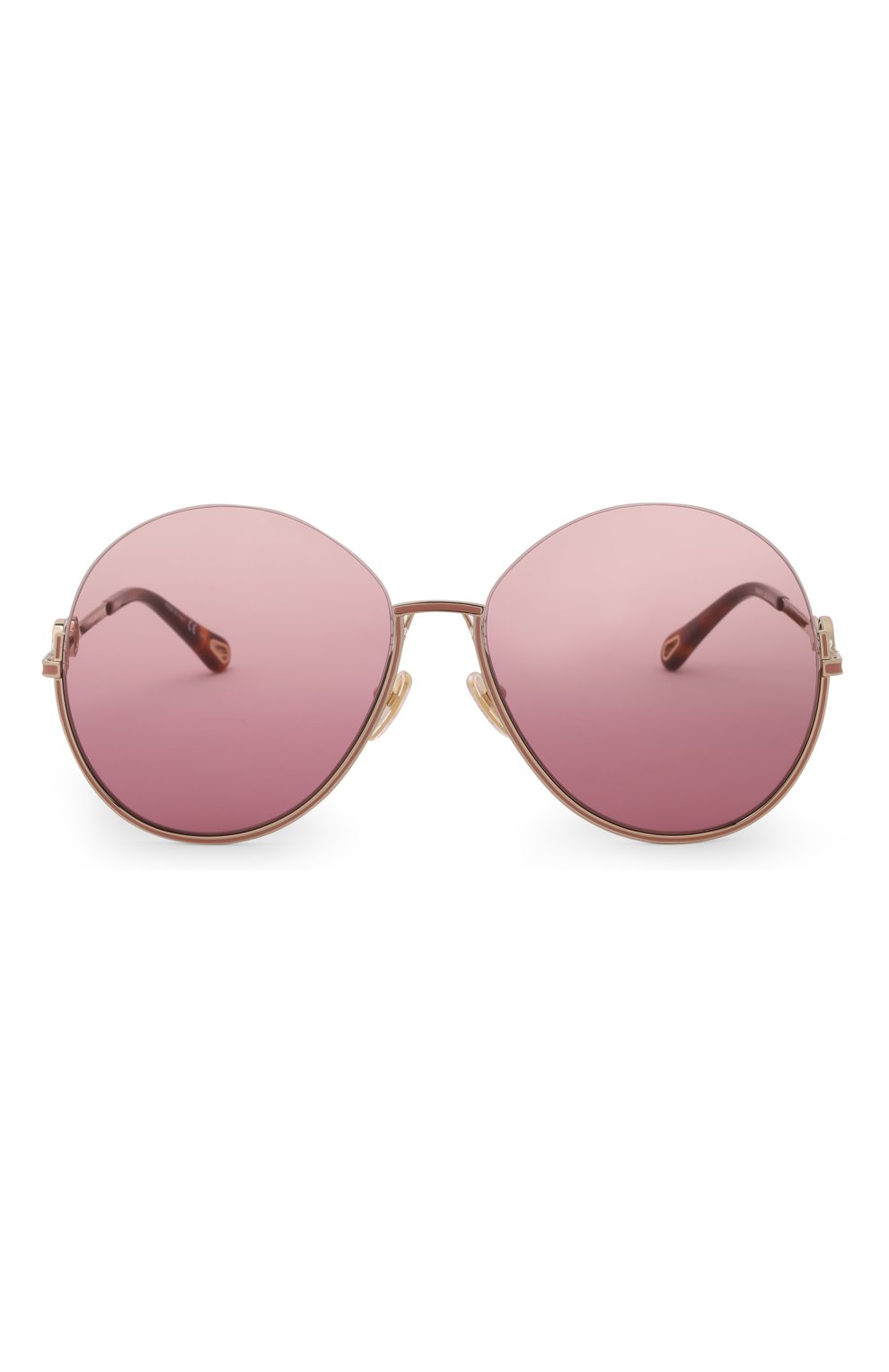 Женские солнцезащитные очки CHLOÉ розового цвета, арт. CH0067S | Фото 3 (Тип очков: С/з; Оптика Гендер: оптика-женское; Очки форма: Круглые)