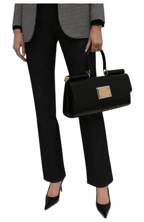 Женская сумка sicily DOLCE & GABBANA черного цвета, арт. BB7007/A1037 | Фото 2 (Материал: Натуральная кожа; Размер: large; Сумки-технические: Сумки top-handle)