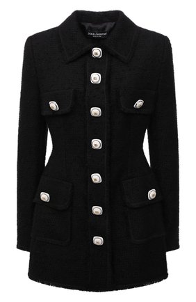 Женский жакет DOLCE & GABBANA черного цвета по цене 262500 руб., арт. F26A4T/HUME6 | Фото 1 Женский жакет DOLCE & GABBANA черного цвета, арт. F26A4T/HUME6 | Фото 1 (Длина (для топов): Удлиненные; Рукава: Длинные; Материал подклада: Шелк; Стили: Гламурный; Случай: Формальный; Женское Кросс-КТ: Жакет-одежда; 1-2-бортные: Однобортные)