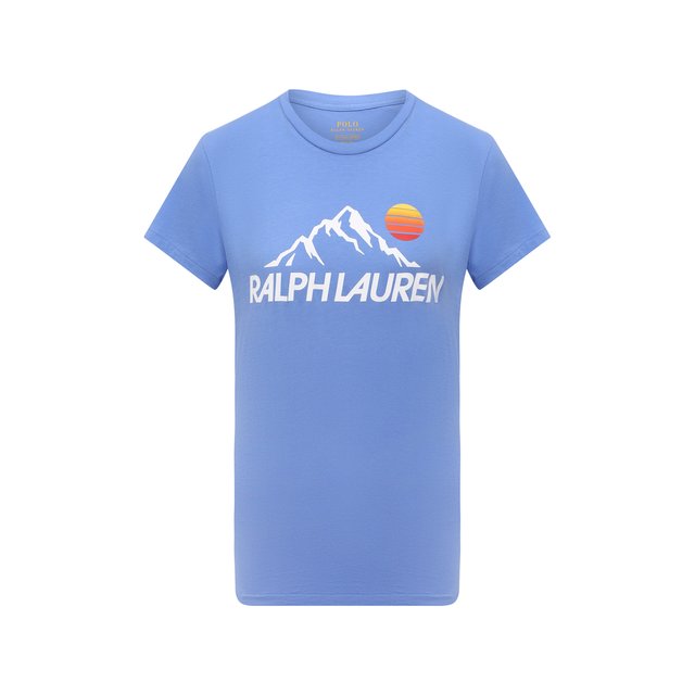 Хлопковая футболка Polo Ralph Lauren голубого цвета