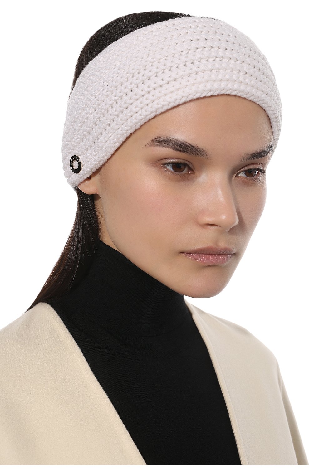 Женская кашемировая повязка на голову LORO PIANA белого цвета, арт. FAM0612 | Фото 2 (Материал: Текстиль, Кашемир, Шерсть; Женское Кросс-КТ: Шапка-тюрбан)