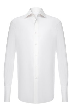 Мужская хлопковая сорочка BRIONI белого цвета по цене 49900 руб., арт. RCB20M/0906I | Фото 1 Мужская хлопковая сорочка BRIONI белого цвета, арт. RCB20M/0906I | Фото 1 (Материал внешний: Хлопок; Рукава: Длинные; Длина (для топов): Удлиненные; Манжеты: Под запонки; Случай: Формальный; Рубашки М: Classic Fit; Принт: Однотонные; Стили: Классический; Воротник: Акула)