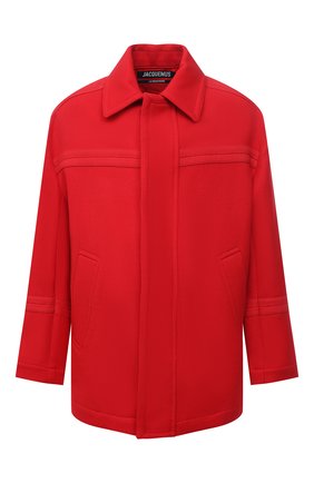 Мужская шерстяная куртка JACQUEMUS красного цвета по цене 93700 руб., арт. 216C0002-1330 | Фото 1 Мужская шерстяная куртка JACQUEMUS красного цвета, арт. 216C0002-1330 | Фото 1 (Материал внешний: Шерсть; Кросс-КТ: Куртка; Мужское Кросс-КТ: шерсть и кашемир; Длина (верхняя одежда): До середины бедра; Рукава: Длинные; Стили: Минимализм)