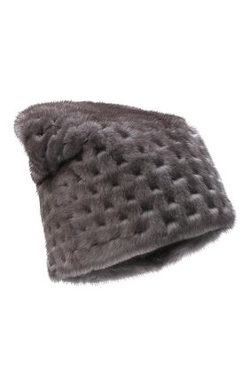 Женская шапка из меха норки KUSSENKOVV темно-серого цвета, арт. 070600010675 | Фото 1 (Материал: Натуральный мех)