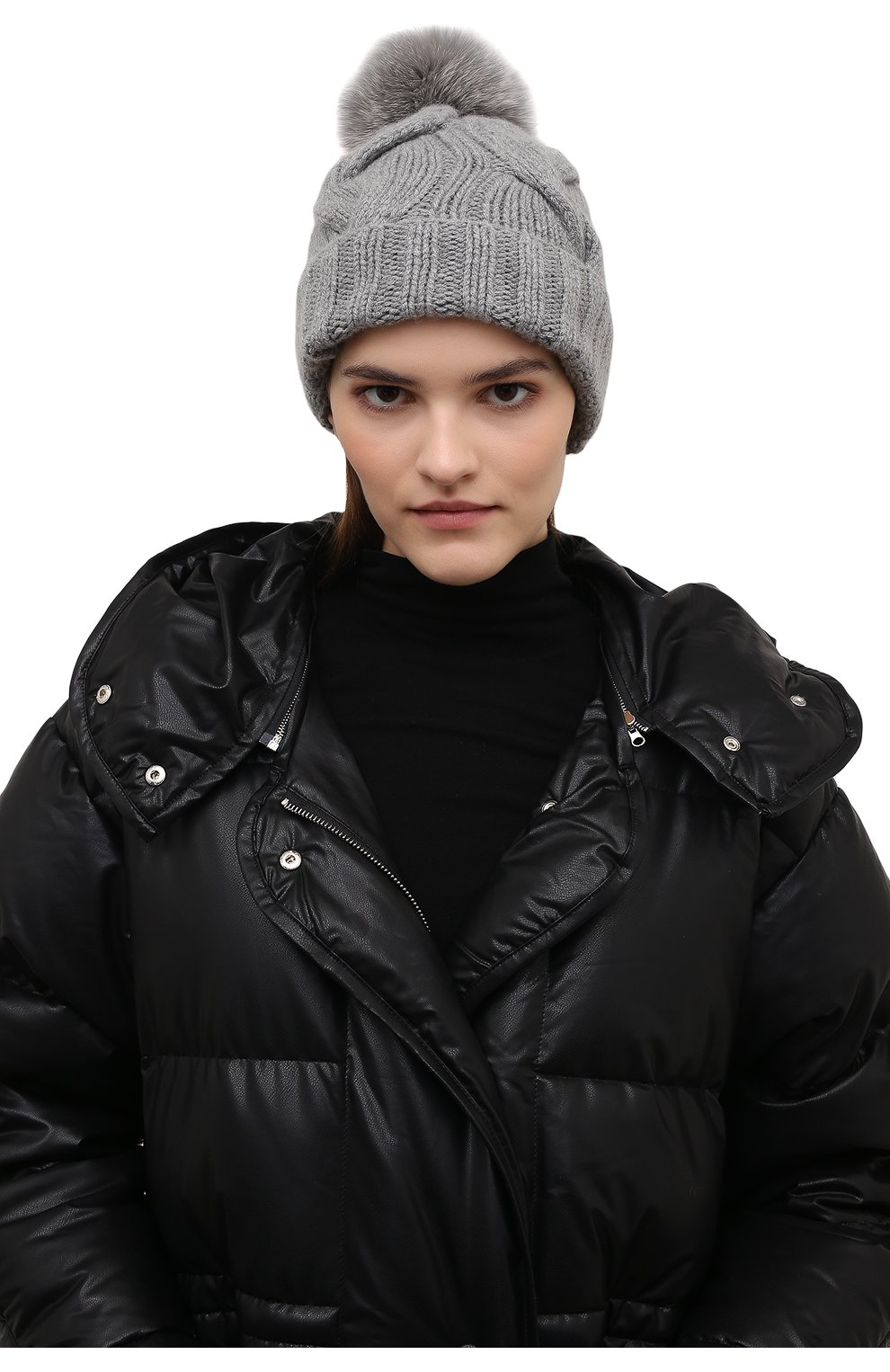 Женская кашемировая шапка courchevel LORO PIANA серого цвета, арт. FAI3621 | Фото 2 (Материал: Текстиль, Кашемир, Шерсть)