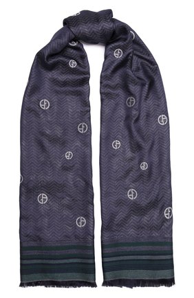 Женский шарф GIORGIO ARMANI темно-синего цвета по цене 37550 руб., арт. 795211/1A130 | Фото 1 Женский шарф GIORGIO ARMANI темно-синего цвета, арт. 795211/1A130 | Фото 1 (Материал: Текстиль, Шелк, Вискоза)