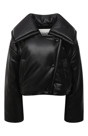 Женская утепленная куртка NANUSHKA черного цвета, арт. NW21FW0W01099 | Фото 1 (Материал внешний: Синтетический материал; Рукава: Длинные; Материал подклада: Вискоза; Длина (верхняя одежда): Короткие; Стили: Гламурный; Кросс-КТ: Пуховик, Куртка, Утепленный)