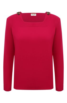 Женская блузка из вискозы SAINT LAURENT фуксия цвета по цене 104500 руб., арт. 679264/Y059W | Фото 1 Женская блузка из вискозы SAINT LAURENT фуксия цвета, арт. 679264/Y059W | Фото 1 (Материал внешний: Вискоза; Длина (для топов): Стандартные; Рукава: Длинные; Стили: Гламурный; Принт: Без принта; Женское Кросс-КТ: Блуза-одежда)