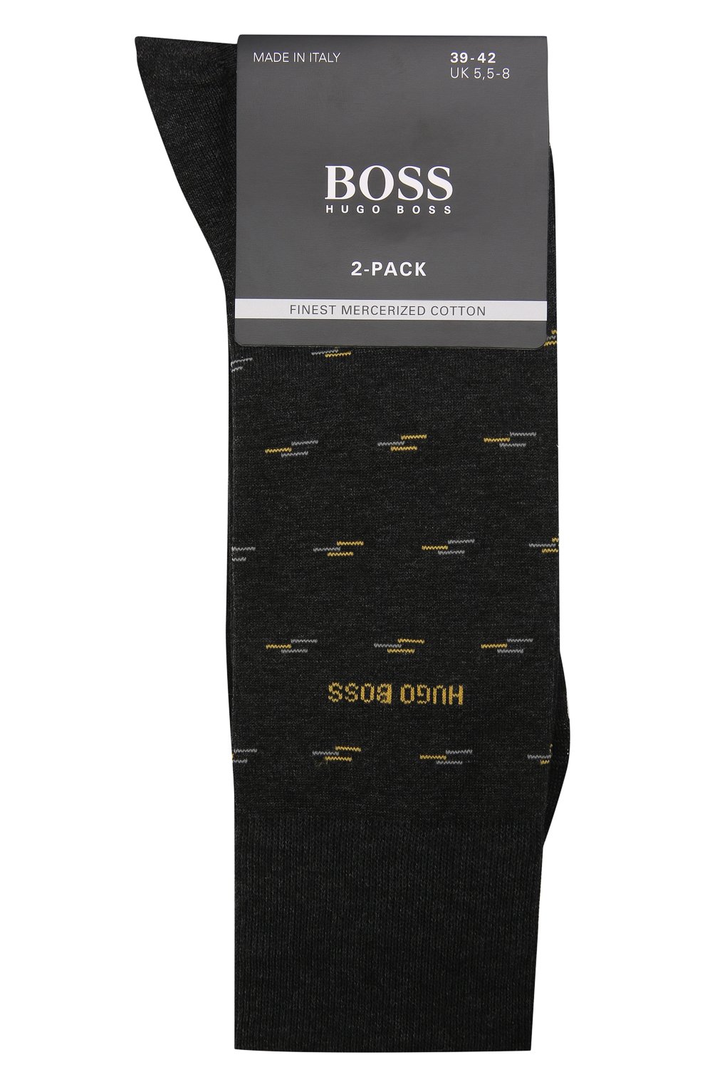 Мужские комплект из двух пар носков BOSS темно-серого цвета, арт. 50462479 | Фото 1 (Кросс-КТ: бельё; Материал внешний: Хлопок)