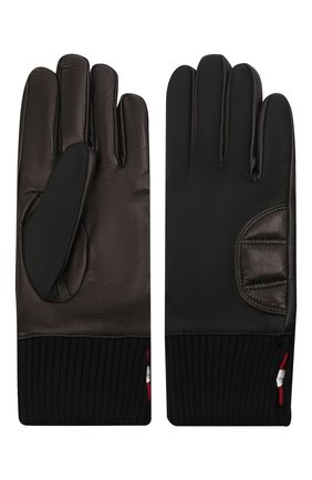 Мужские комбинированные перчатки BALLY черного цвета, арт. M9P0032L-1S149/00 | Фото 2 (Мужское Кросс-КТ: Кожа и замша; Материал: Натуральная кожа)