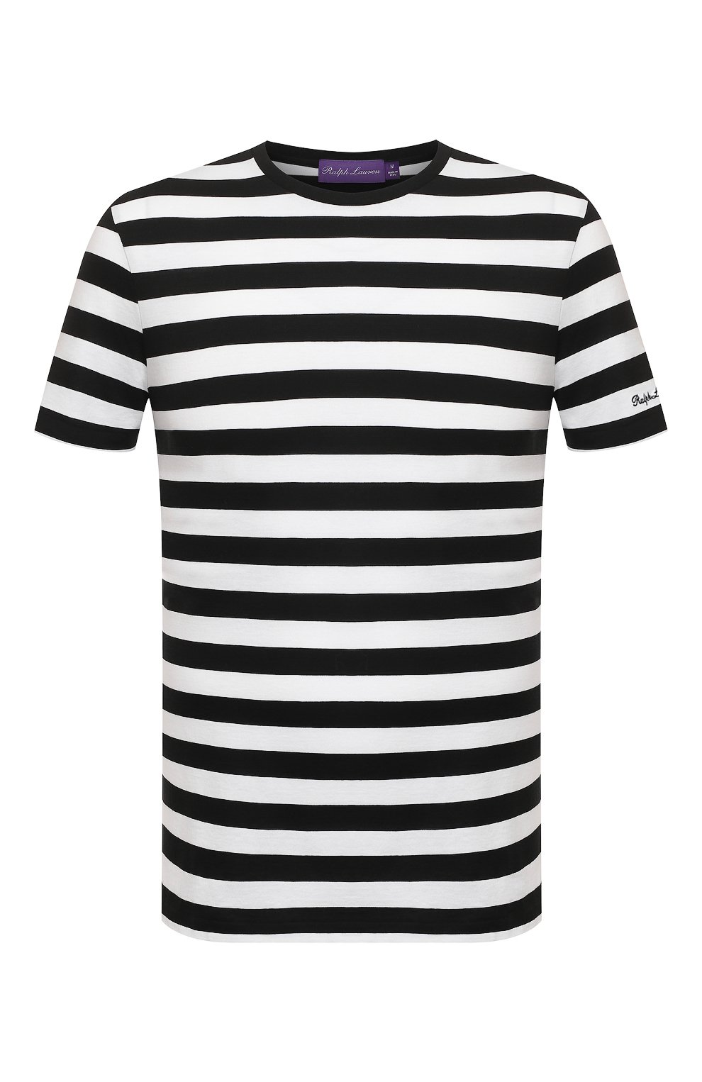 Мужская хлопковая футболка RALPH LAUREN черно-белого цвета, арт. 790841353 | Фото 1 (Рукава: Короткие; Длина (для топов): Стандартные; Принт: С принтом; Материал внешний: Хлопок; Стили: Кэжуэл)