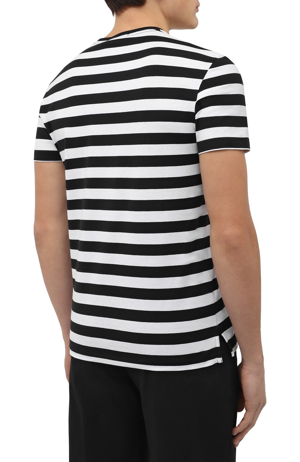 Мужская хлопковая футболка RALPH LAUREN черно-белого цвета, арт. 790841353 | Фото 4 (Рукава: Короткие; Длина (для топов): Стандартные; Принт: С принтом; Материал внешний: Хлопок; Стили: Кэжуэл)