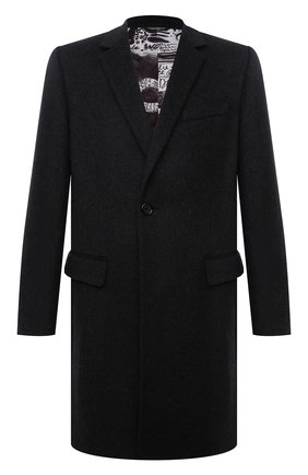Мужской пальто из шерсти и кашемира DOLCE & GABBANA темно-серого цвета, арт. G007ST/FU3GT | Фото 1 (Материал внешний: Шерсть; Материал подклада: Синтетический материал; Длина (верхняя одежда): До середины бедра; Рукава: Длинные; Мужское Кросс-КТ: пальто-верхняя одежда; Стили: Классический)