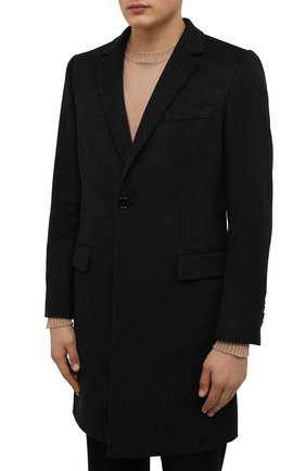 Мужской пальто из шерсти и кашемира DOLCE & GABBANA темно-серого цвета, арт. G007ST/FU3GT | Фото 3 (Материал внешний: Шерсть; Рукава: Длинные; Длина (верхняя одежда): До середины бедра; Стили: Классический; Материал подклада: Синтетический материал; Мужское Кросс-КТ: пальто-верхняя одежда)