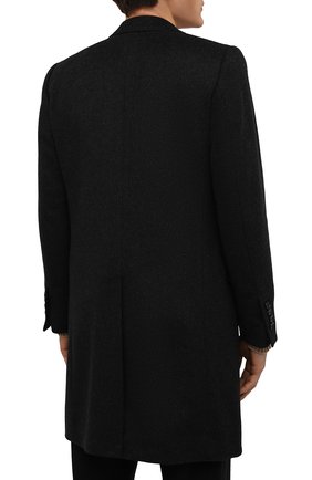 Мужской пальто из шерсти и кашемира DOLCE & GABBANA темно-серого цвета, арт. G007ST/FU3GT | Фото 4 (Материал внешний: Шерсть; Рукава: Длинные; Длина (верхняя одежда): До середины бедра; Стили: Классический; Материал подклада: Синтетический материал; Мужское Кросс-КТ: пальто-верхняя одежда)