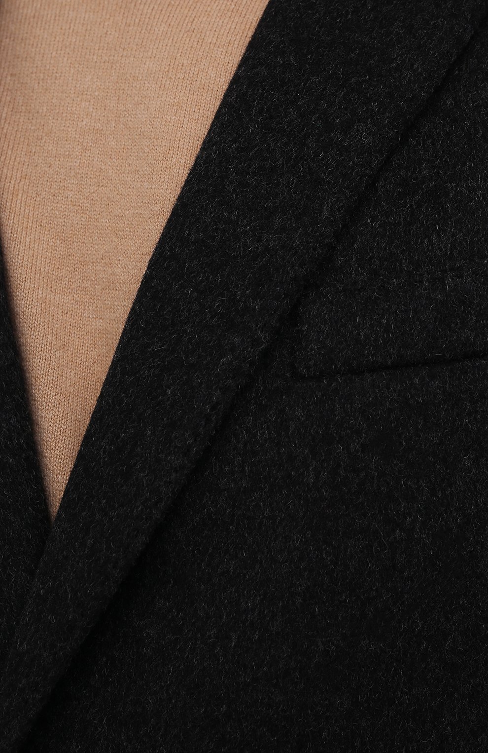 Мужской пальто из шерсти и кашемира DOLCE & GABBANA темно-серого цвета, арт. G007ST/FU3GT | Фото 5 (Материал внешний: Шерсть; Рукава: Длинные; Длина (верхняя одежда): До середины бедра; Стили: Классический; Материал подклада: Синтетический материал; Мужское Кросс-КТ: пальто-верхняя одежда)