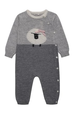 Детский шерстяной комбинезон BABY T серого цвета по цене 13400 руб., арт. 21AI171T/18M-3A | Фото 1 Детский шерстяной комбинезон BABY T серого цвета, арт. 21AI171T/18M-3A | Фото 1