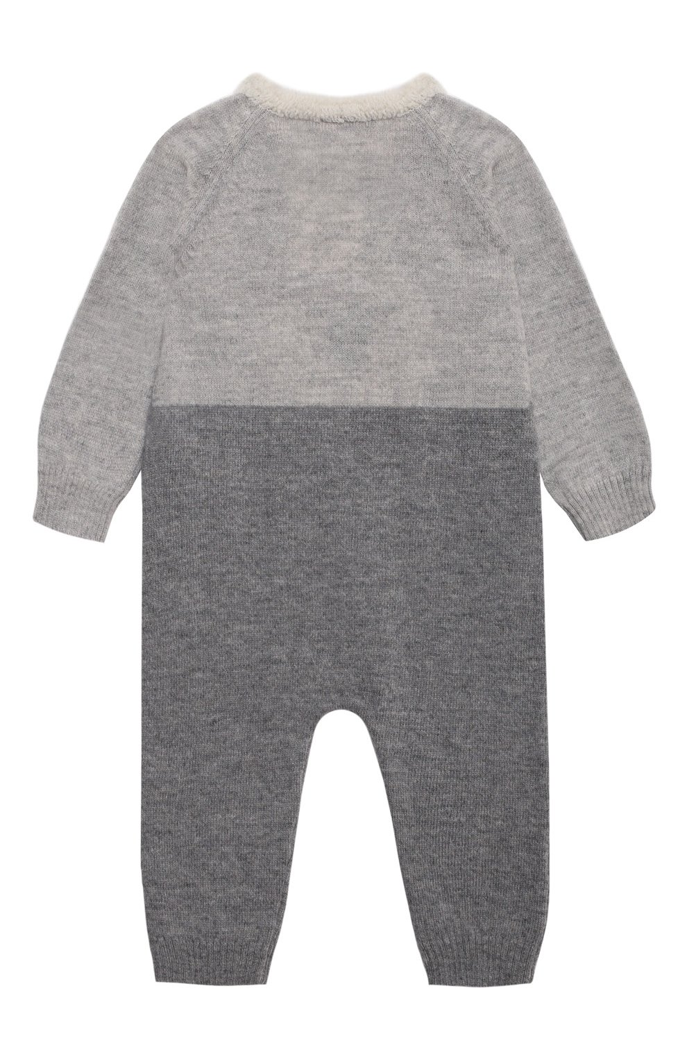 Детский шерстяной комбинезон BABY T серого цвета по цене 13400 руб., арт. 21AI171T/18M-3A | Фото 2 Детский шерстяной комбинезон BABY T серого цвета, арт. 21AI171T/18M-3A | Фото 2