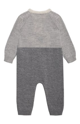 Детский шерстяной комбинезон BABY T серого цвета, арт. 21AI171T/18M-3A | Фото 2 (Рукава: Длинные; Материал внешний: Шерсть)