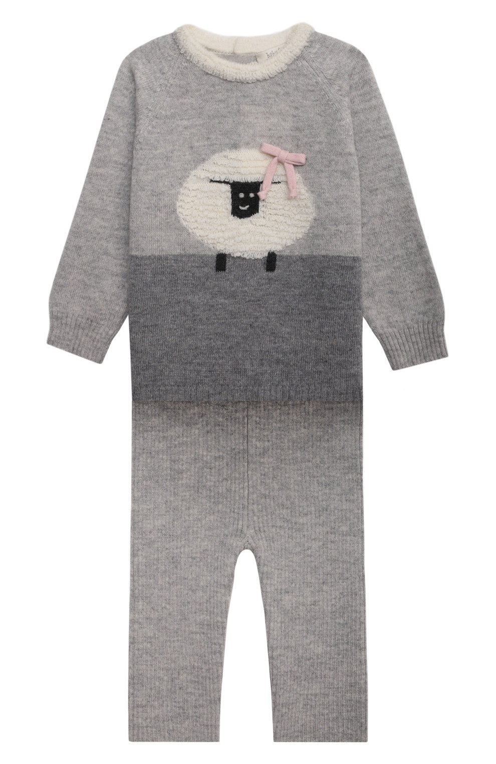 Детский комплект из пуловера и брюк BABY T серого цвета, арт. 21AI170C/1M-12M | Фото 1 (Кросс-КТ НВ: Костюм; Материал внешний: Шерсть; Рукава: Длинные)