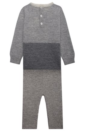 Детский комплект из пуловера и брюк BABY T серого цвета, арт. 21AI170C/1M-12M | Фото 2 (Кросс-КТ НВ: Костюм; Материал внешний: Шерсть; Рукава: Длинные)
