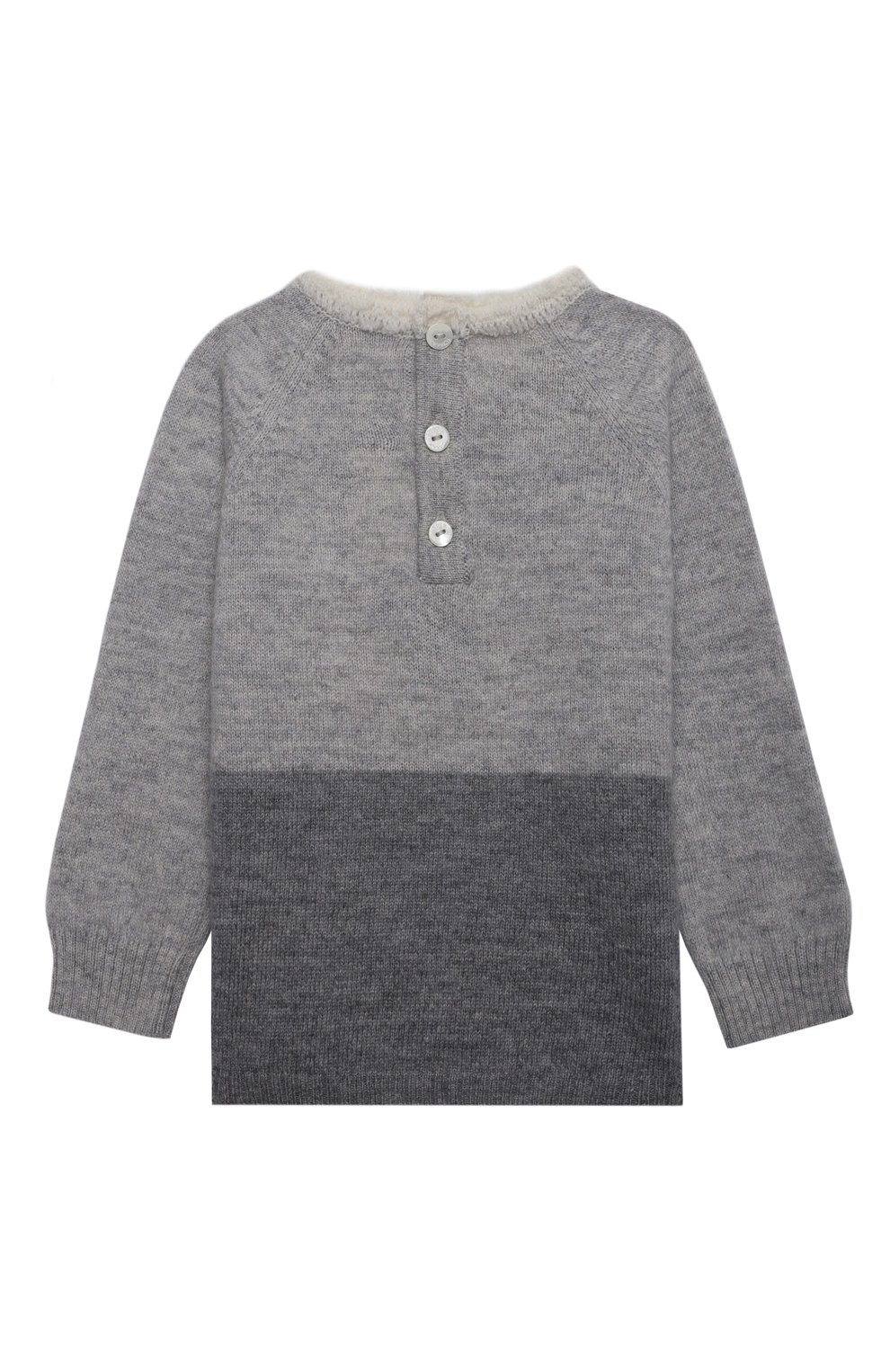 Детский комплект из пуловера и брюк BABY T серого цвета, арт. 21AI170C/1M-12M | Фото 4 (Кросс-КТ НВ: Костюм; Материал внешний: Шерсть; Рукава: Длинные)