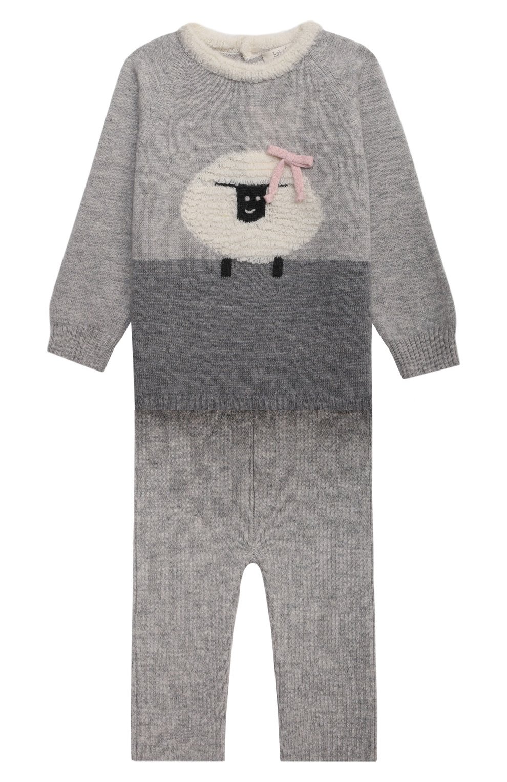 Детский комплект из пуловера и брюк BABY T серого цвета, арт. 21AI170C/18M-3A | Фото 1 (Кросс-КТ НВ: Костюм; Материал внешний: Шерсть; Рукава: Длинные)