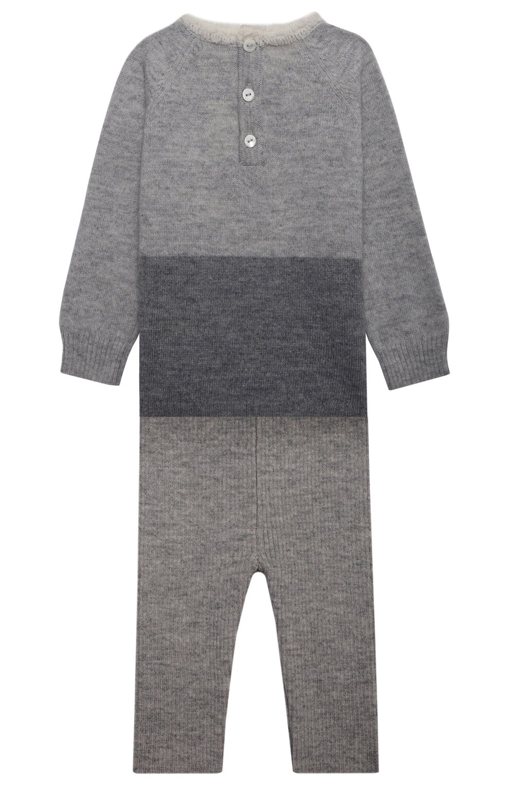 Детский комплект из пуловера и брюк BABY T серого цвета, арт. 21AI170C/18M-3A | Фото 2 (Кросс-КТ НВ: Костюм; Материал внешний: Шерсть; Рукава: Длинные)