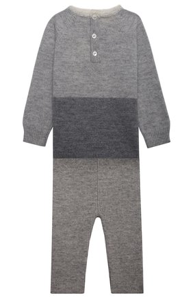Детский комплект из пуловера и брюк BABY T серого цвета, арт. 21AI170C/18M-3A | Фото 2 (Кросс-КТ НВ: Костюм; Материал внешний: Шерсть; Рукава: Длинные)