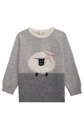 Детский комплект из пуловера и брюк BABY T серого цвета, арт. 21AI170C/18M-3A | Фото 3 (Кросс-КТ НВ: Костюм; Материал внешний: Шерсть; Рукава: Длинные)